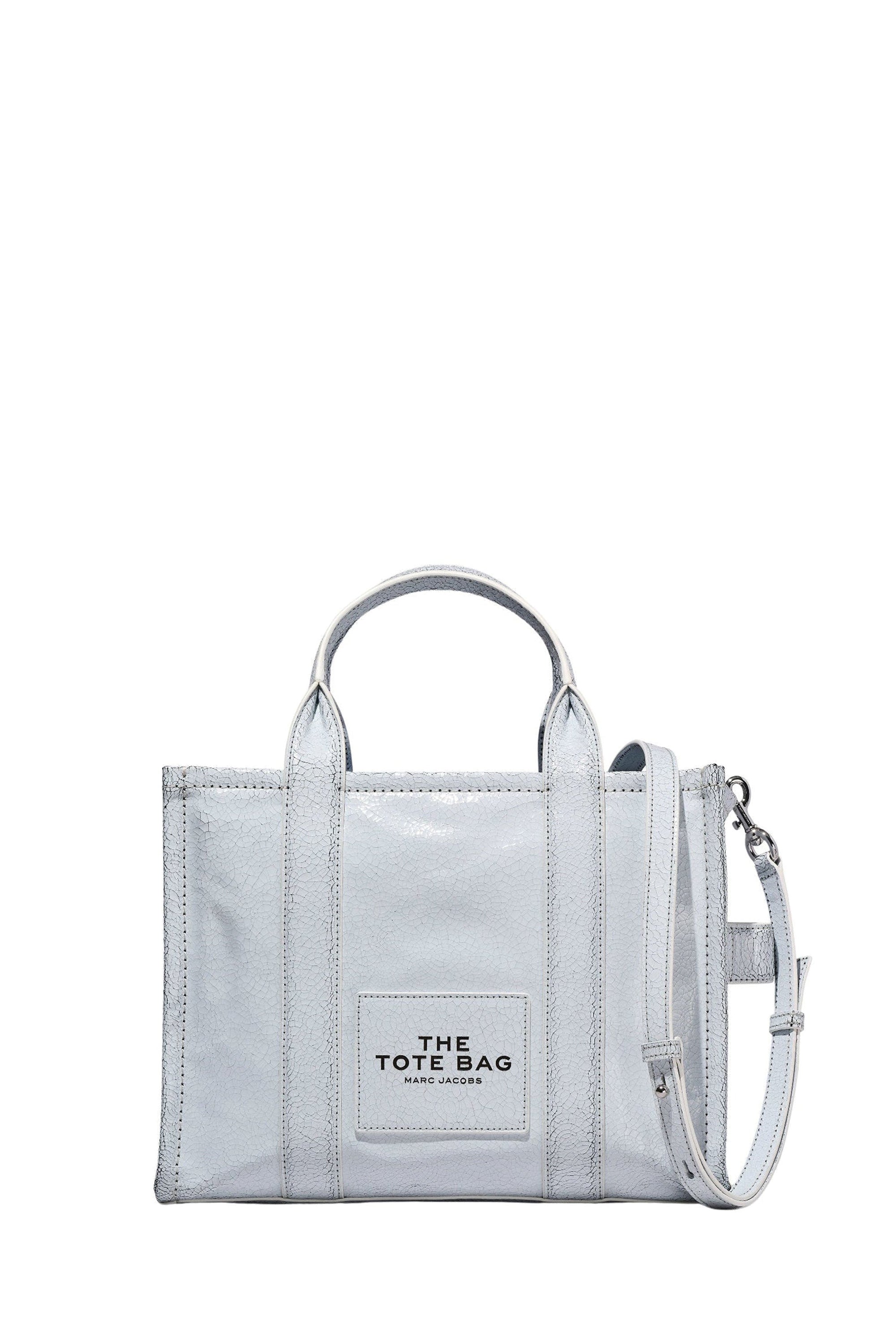 The Medium Tote bag in cracked leather - Cotton White Multicolor
