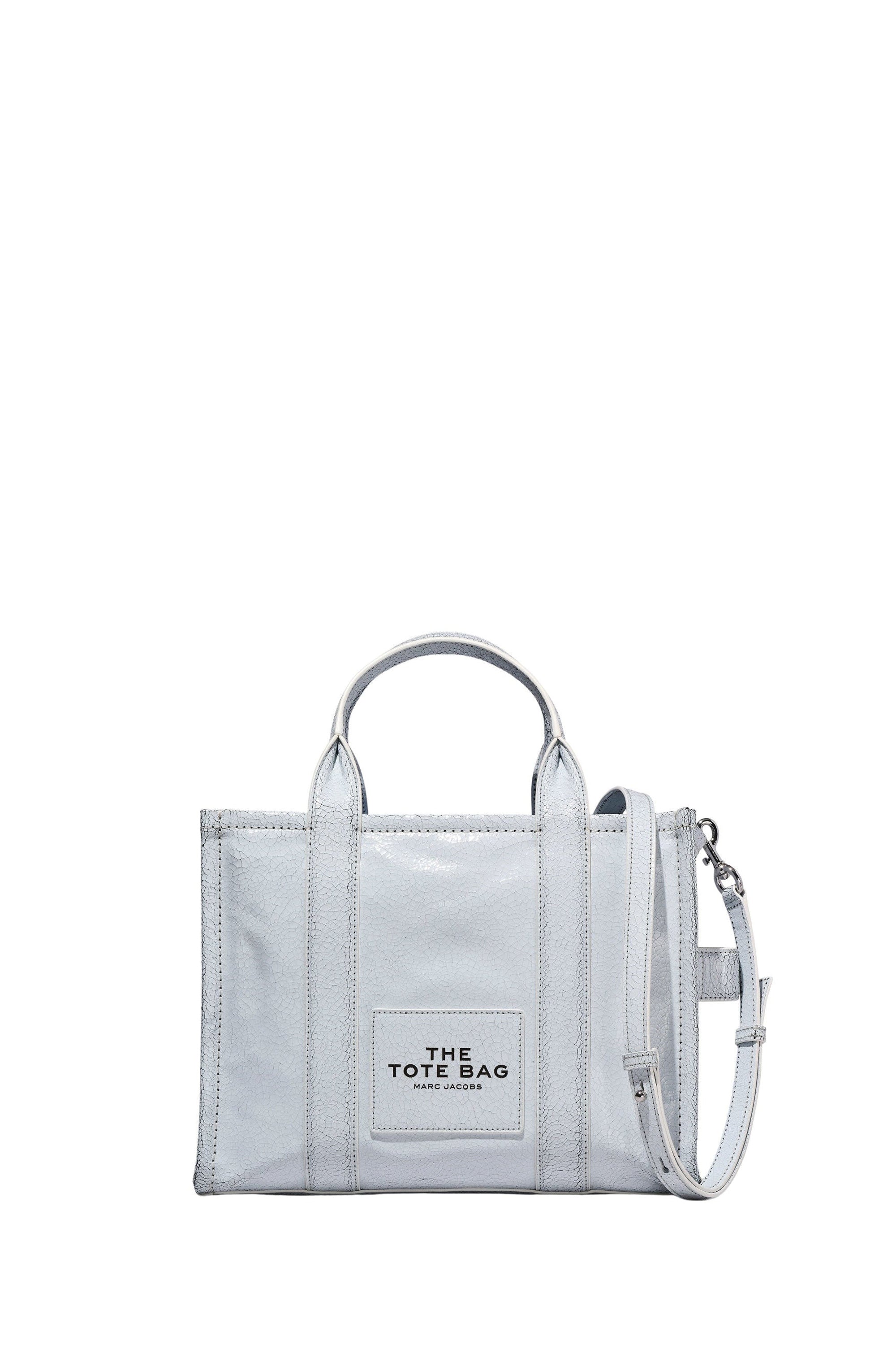PAS INFO   Sac cabas The Medium Tote en cuir craquelé - Cotton White Multicolor