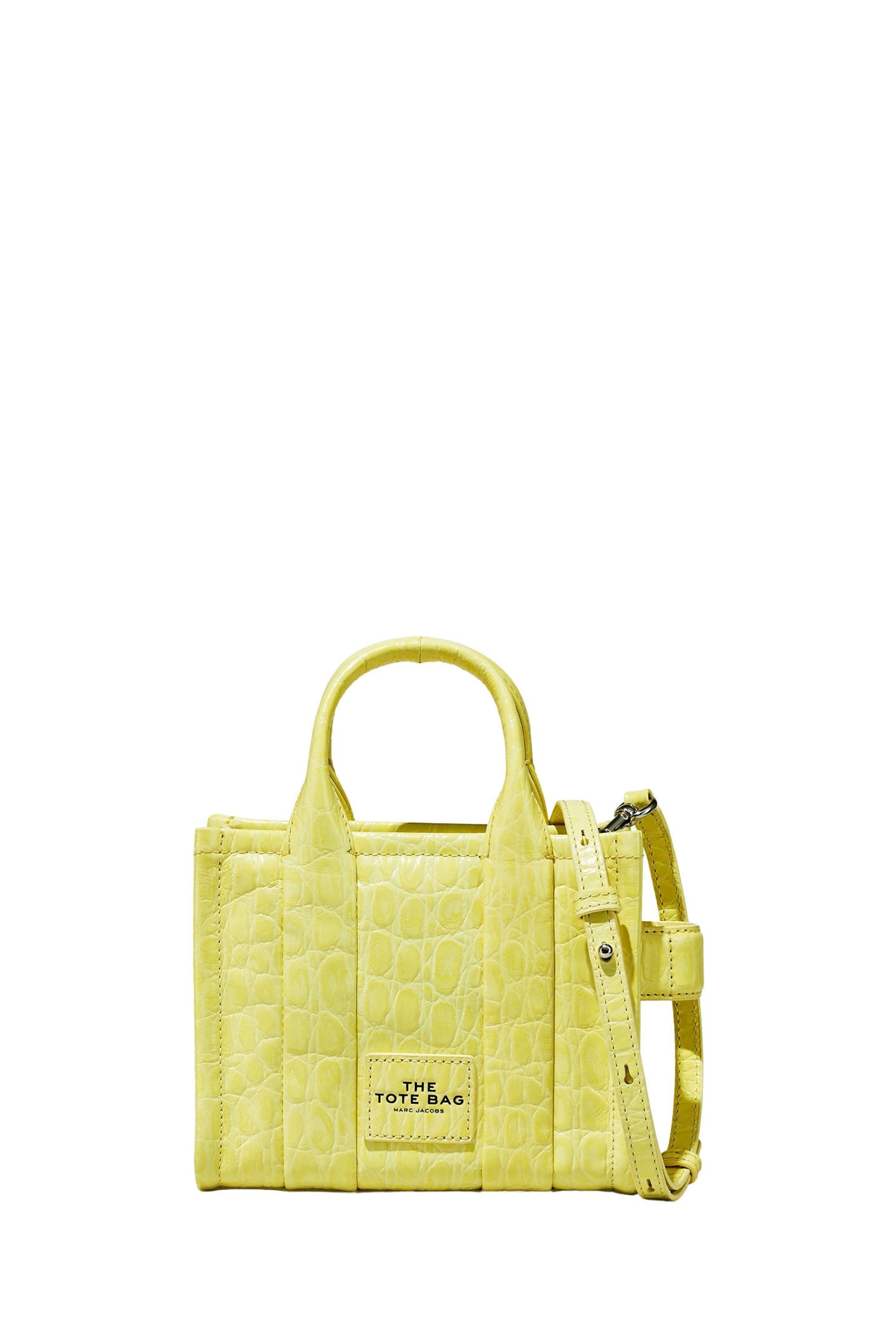 Mini sac The Crossbody Tote en cuir effet croco embossé - Tender Yellow