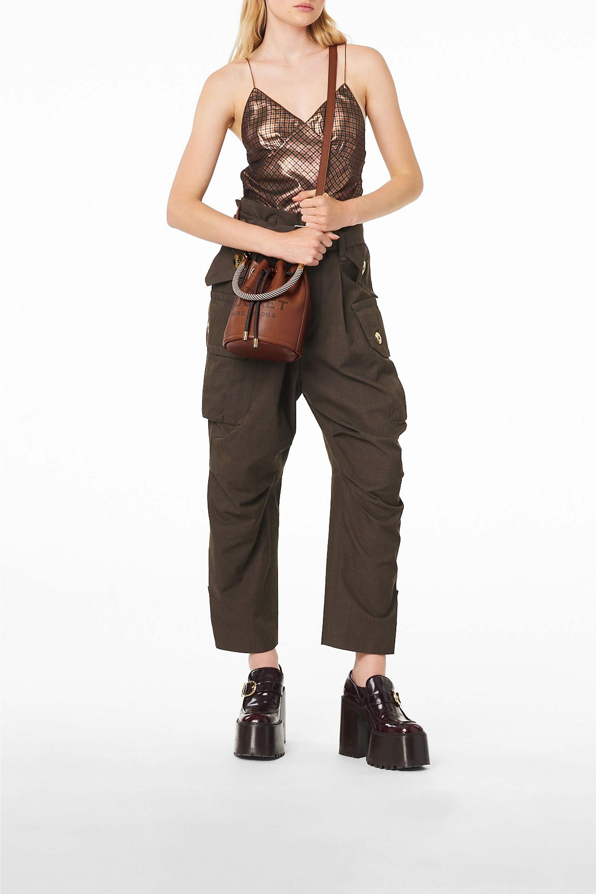 PAS INFO   Sac Bucket en cuir - True Red