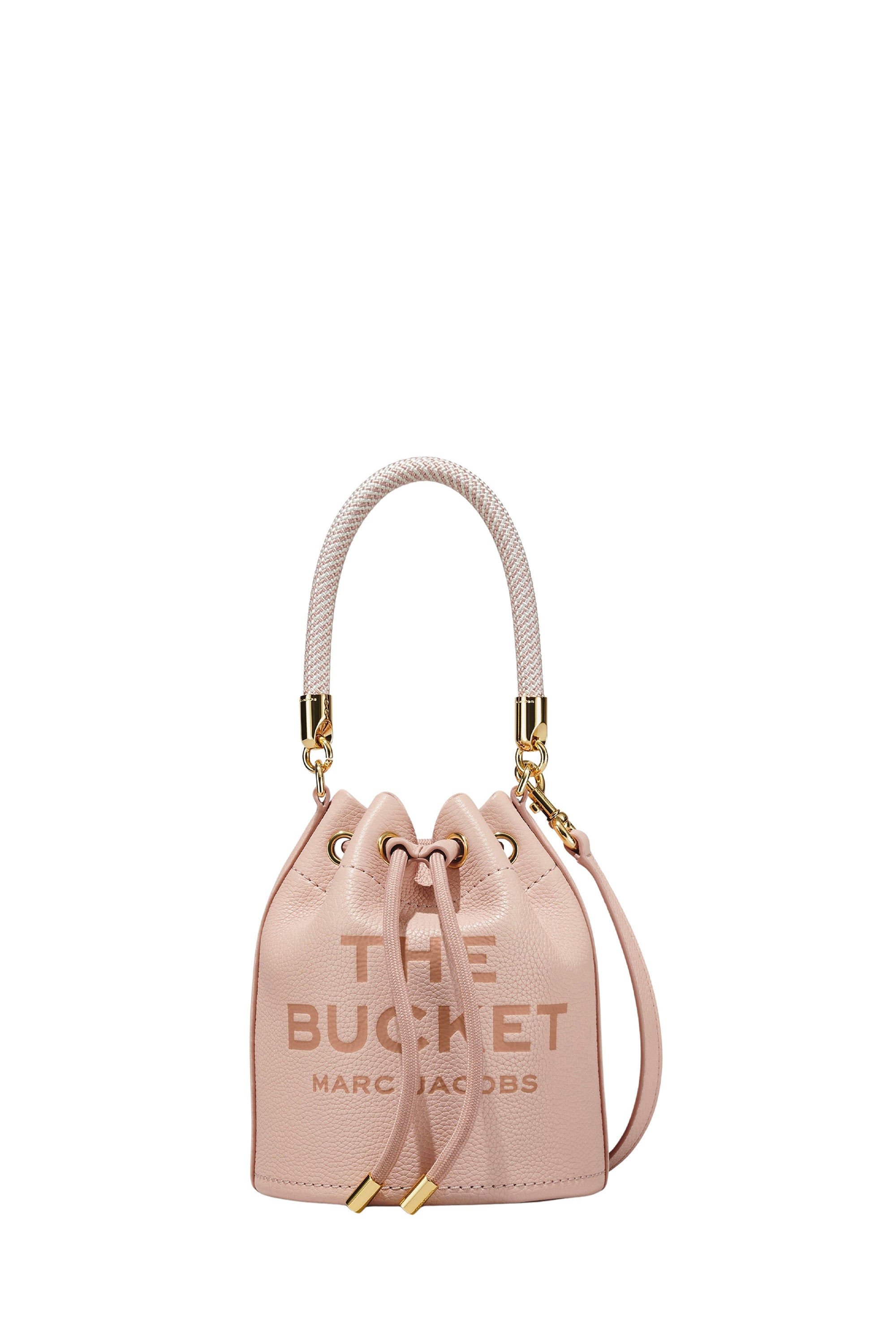 Petit sac seau à bandoulière en cuir - Rose