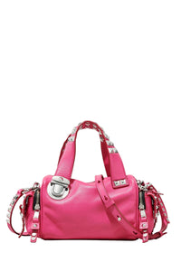 Sac à main à clous en cuir - Magenta