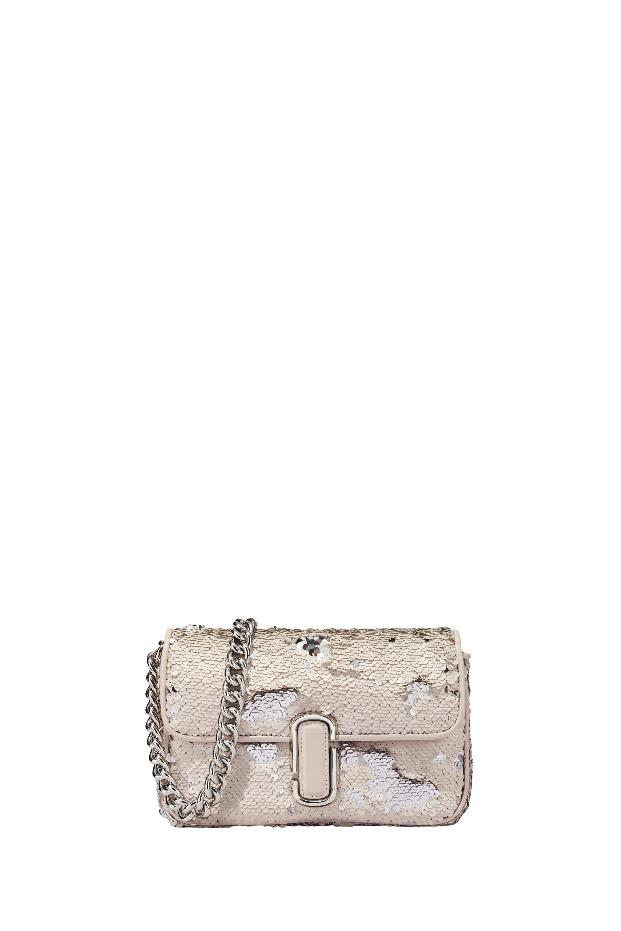 Sac à bandoulière avec sequins - Beige, Argente