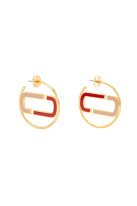 Boucles d'oreilles en émail en laiton - True Red Multicolor & Gold
