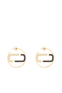 Boucles d’oreilles créoles en émail et laiton - Black Multicolor & Gold
