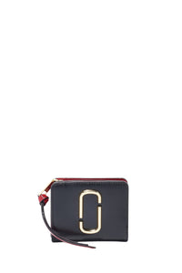 Portefeuille Compact en cuir - Black & Chianti
