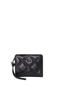 Compact leather wallet - Black