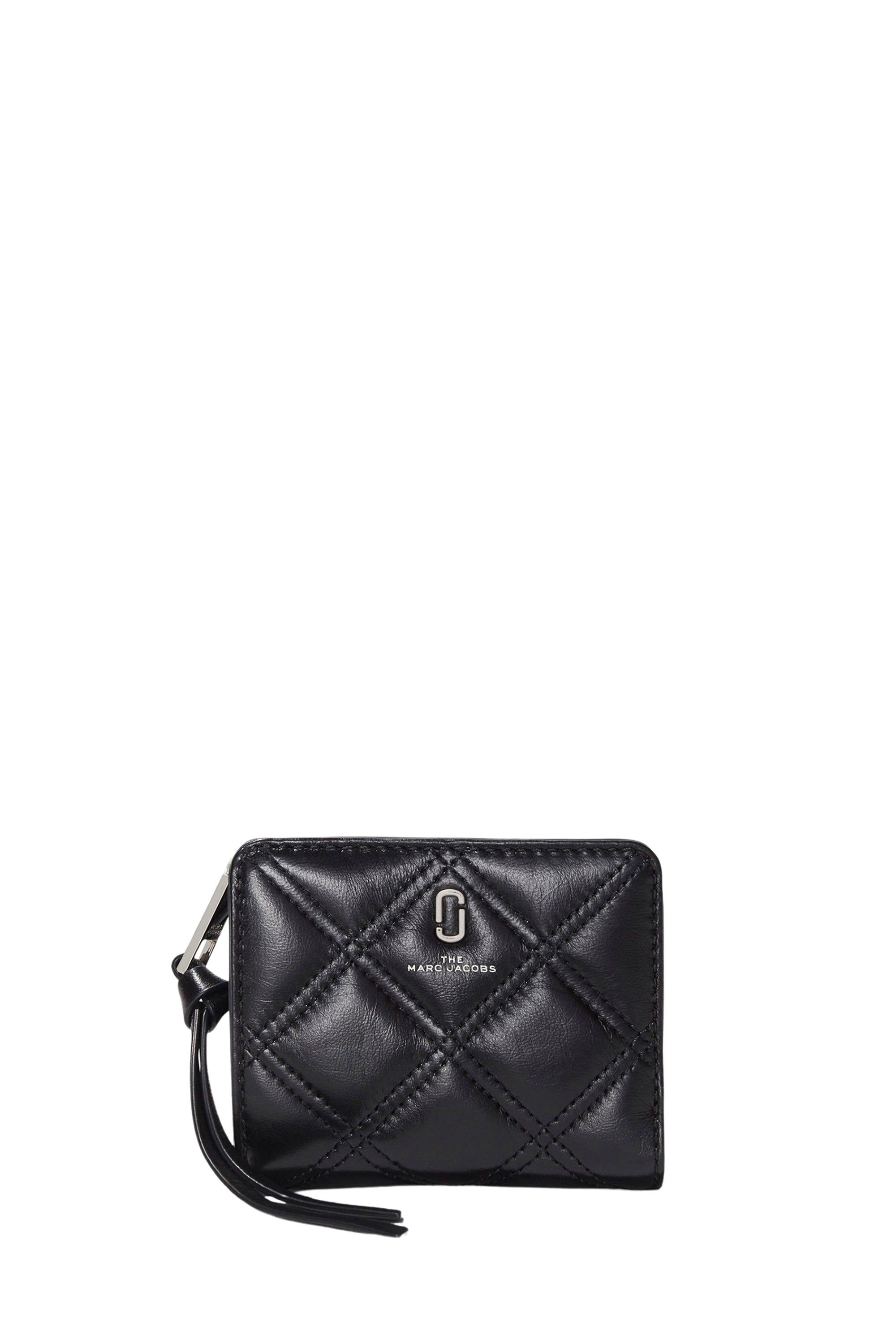 Compact leather wallet - Black