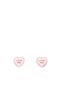 Boucles d'oreilles Cœur en laiton - Powder Pink Multicolor