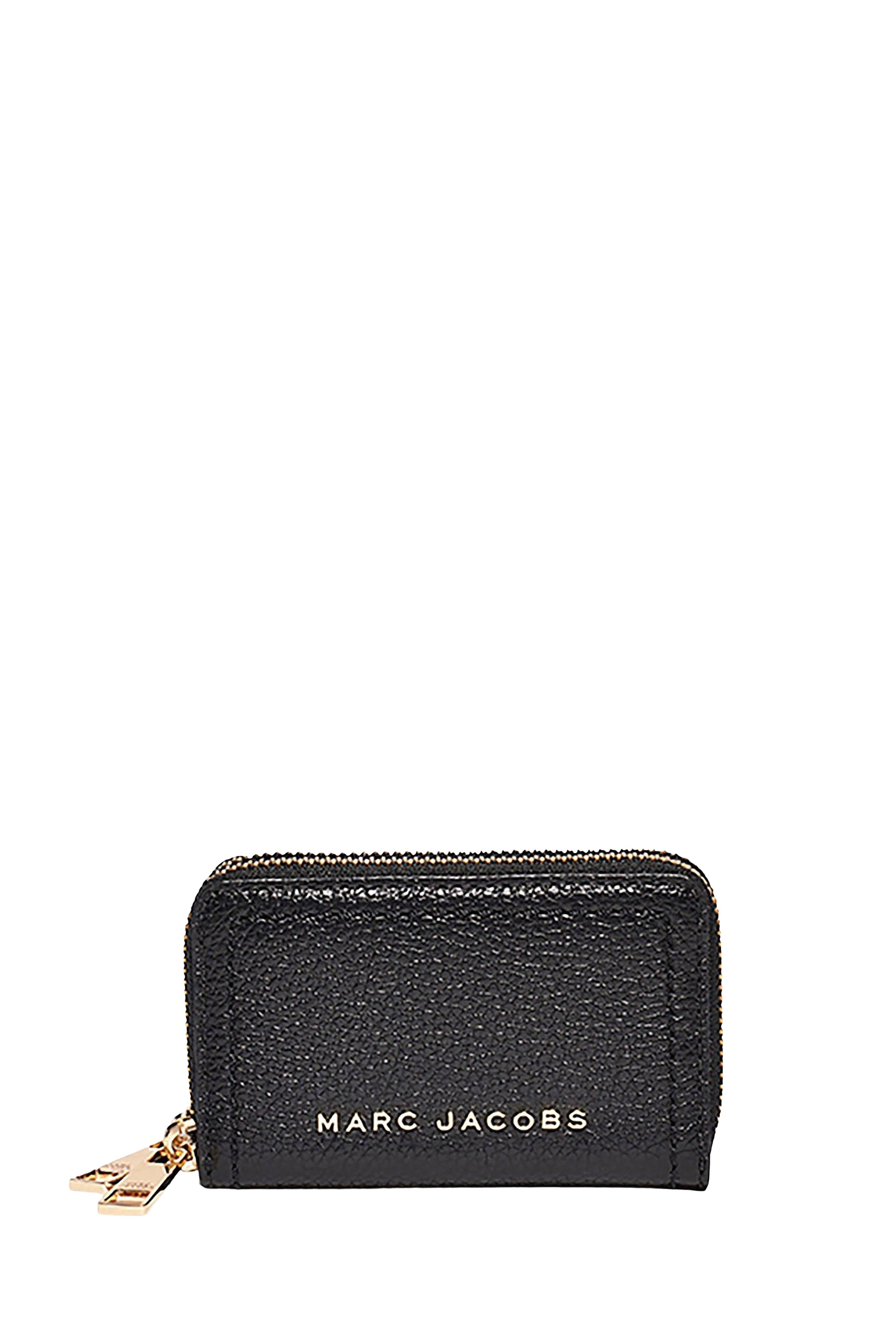 Leather card holder with double zip - Black