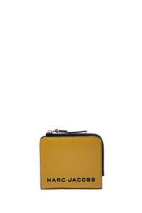 8 NEW / 10 TROCA /43,5€   Mini portefeuille compact à fermeture éclair en cuir - Ecru Olive Multi