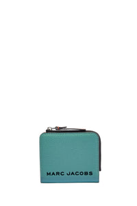 1 NEW / 1 TROCA /43,5€   Mini portefeuille compact à fermeture éclair en cuir - Dusty Turquoise Multi
