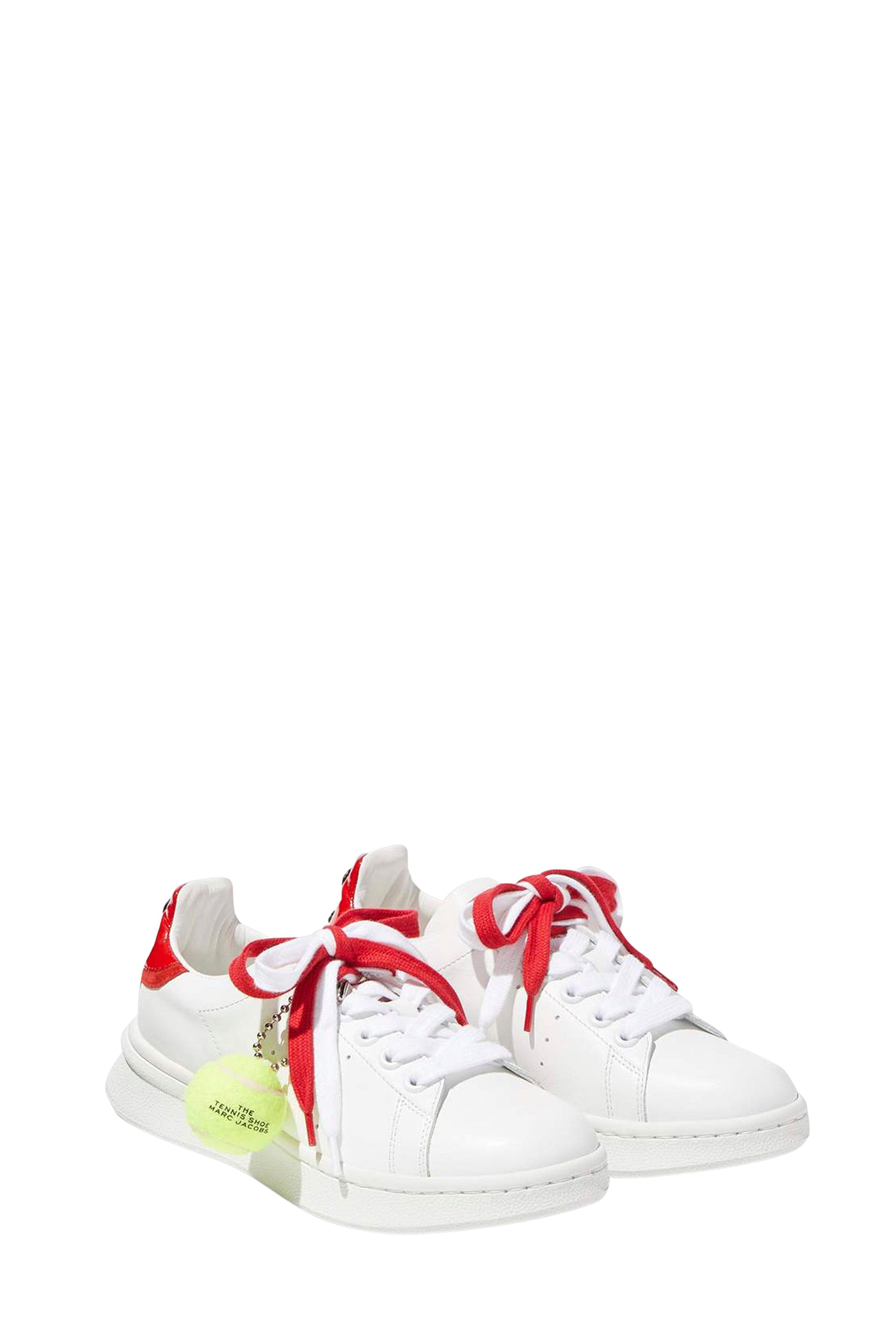 Sneakers basses à lacets en cuir - White & Red