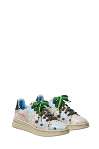 Sneakers basses à lacets en cuir - Brown Rice Multicolor