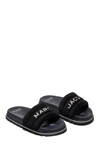 Mules Teddy à logo en fausse fourrure - Black