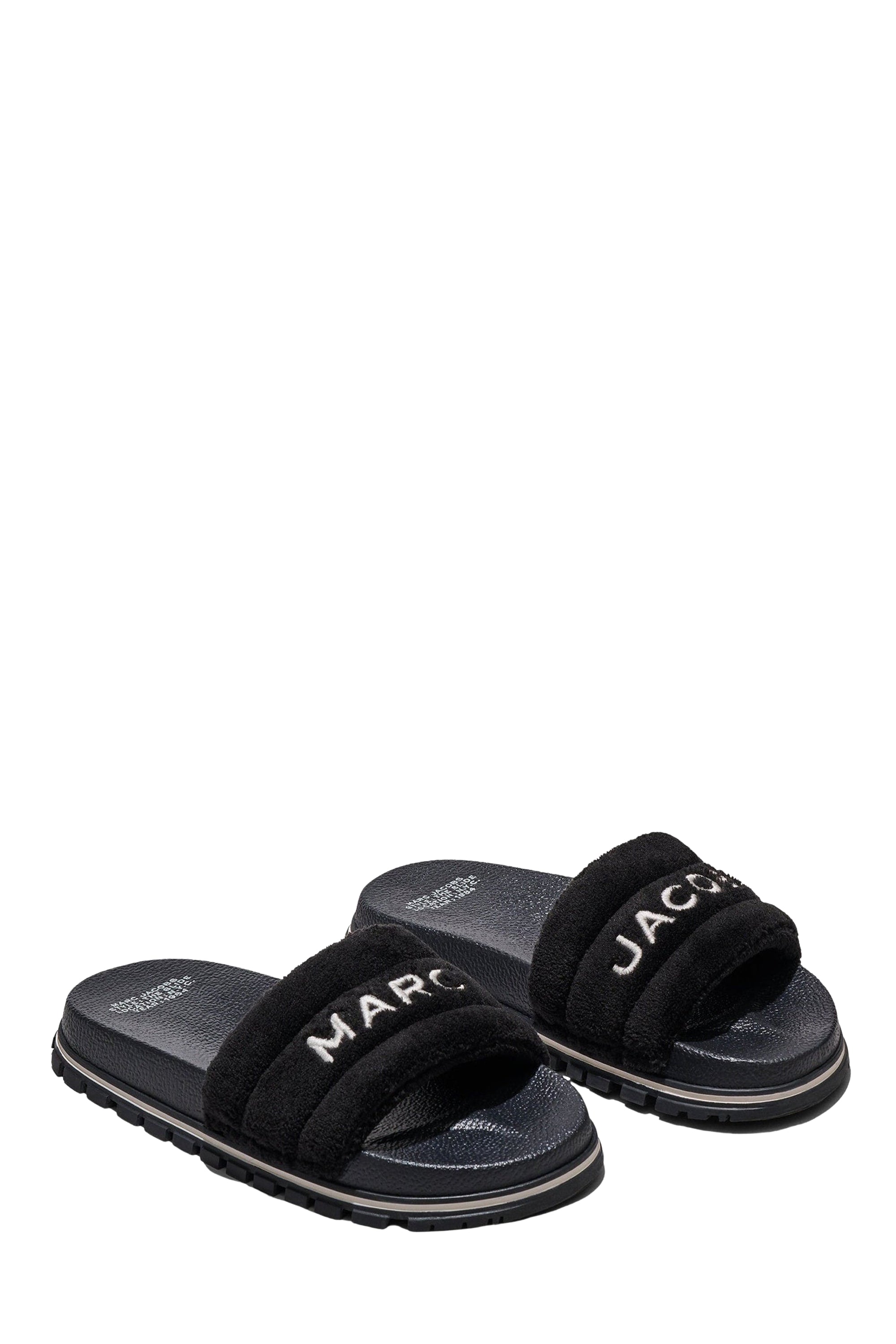 Mules Teddy à logo en fausse fourrure - Black