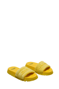 Mules plates à logo en fausse fourrure - Golden Kiwi