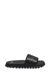 Mules plates à logo en cuir - Black