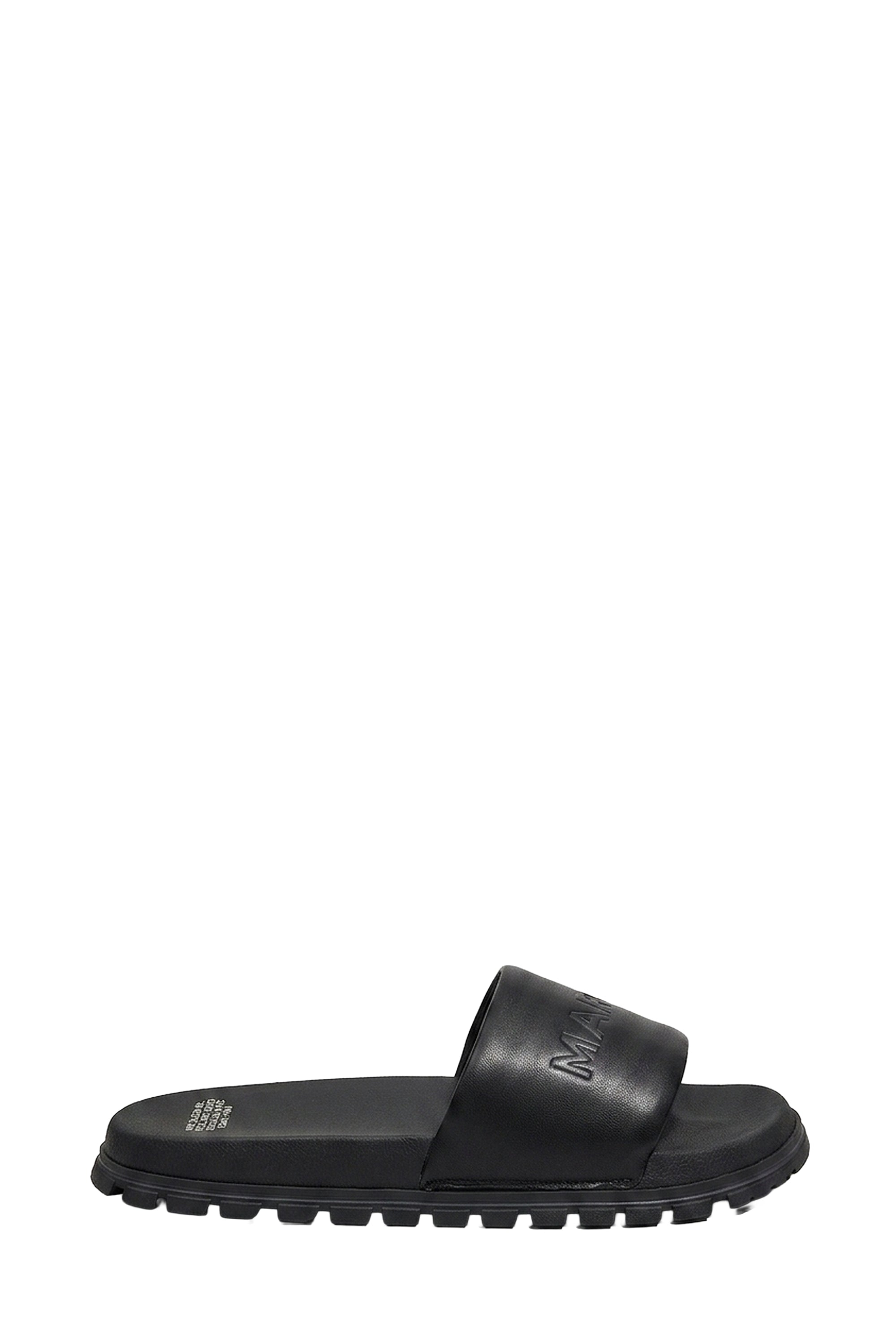 Mules plates à logo en cuir - Black