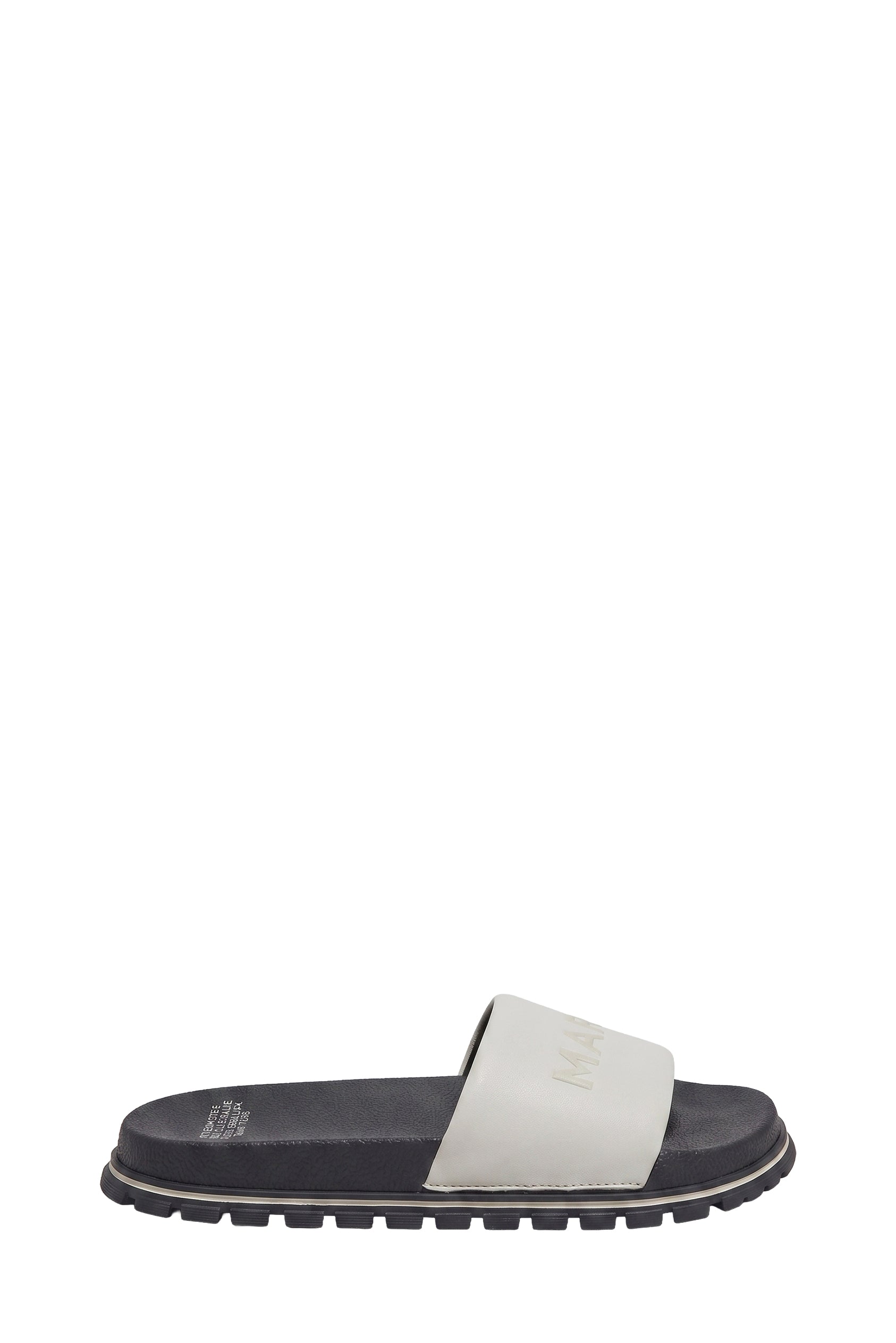 Mules plates avec logo en cuir - Cotton White