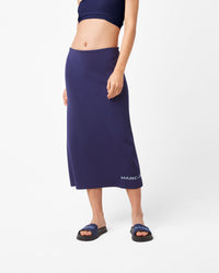 Jupe midi tube en maille - Blue Navy
