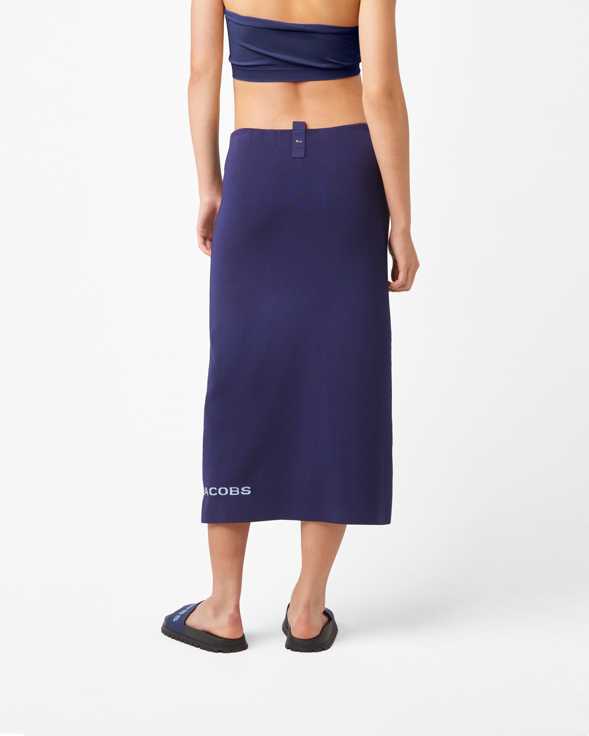 Jupe midi tube en maille - Blue Navy