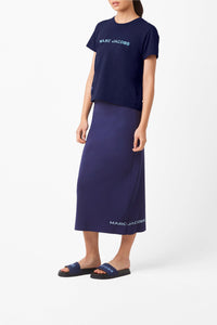 Jupe midi tube en maille - Blue Navy