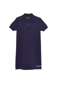 Short button-up polo dress - Navy Blue