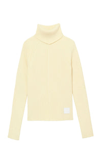 1 NEW / 3 TROCA /165€   Col roule côtelé en laine - Tender Yellow