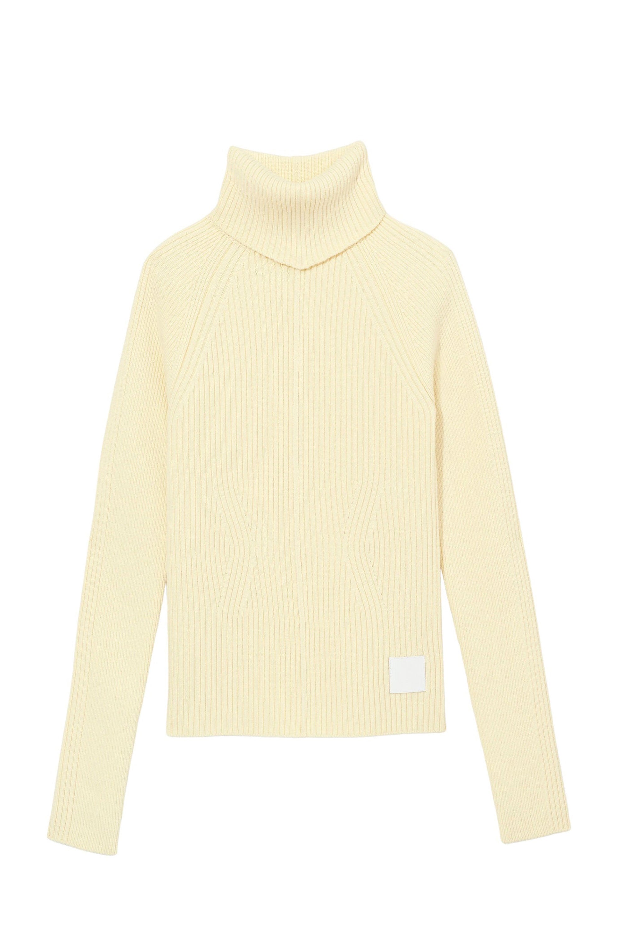 1 NEW / 3 TROCA /165€   Col roule côtelé en laine - Tender Yellow