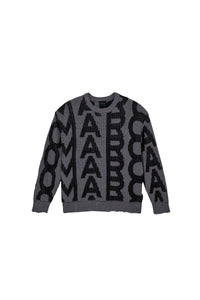 Pull monogramme effiloché en laine - Black & Charcoal