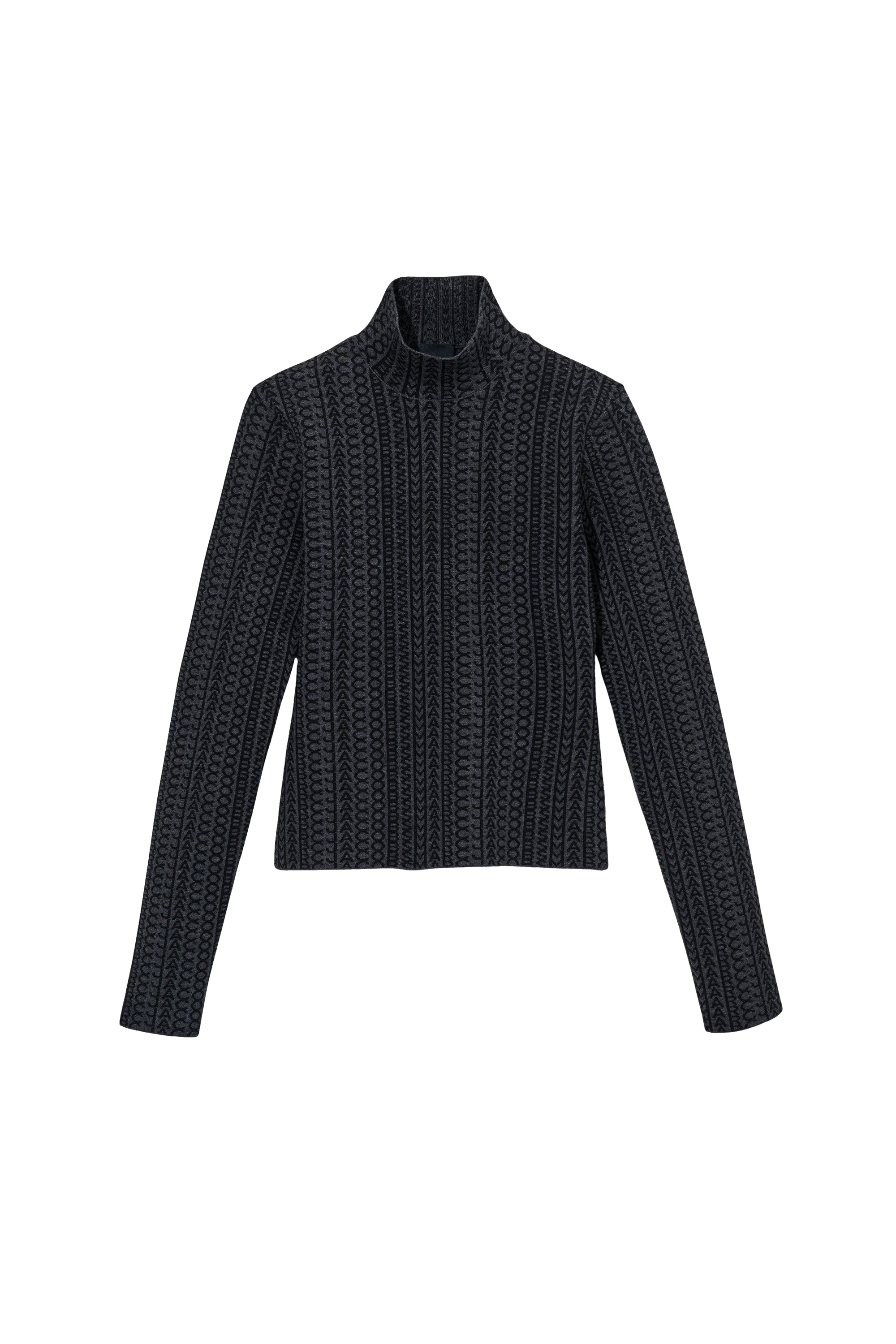Monogram compact turtleneck in wool - Black & Charcoal