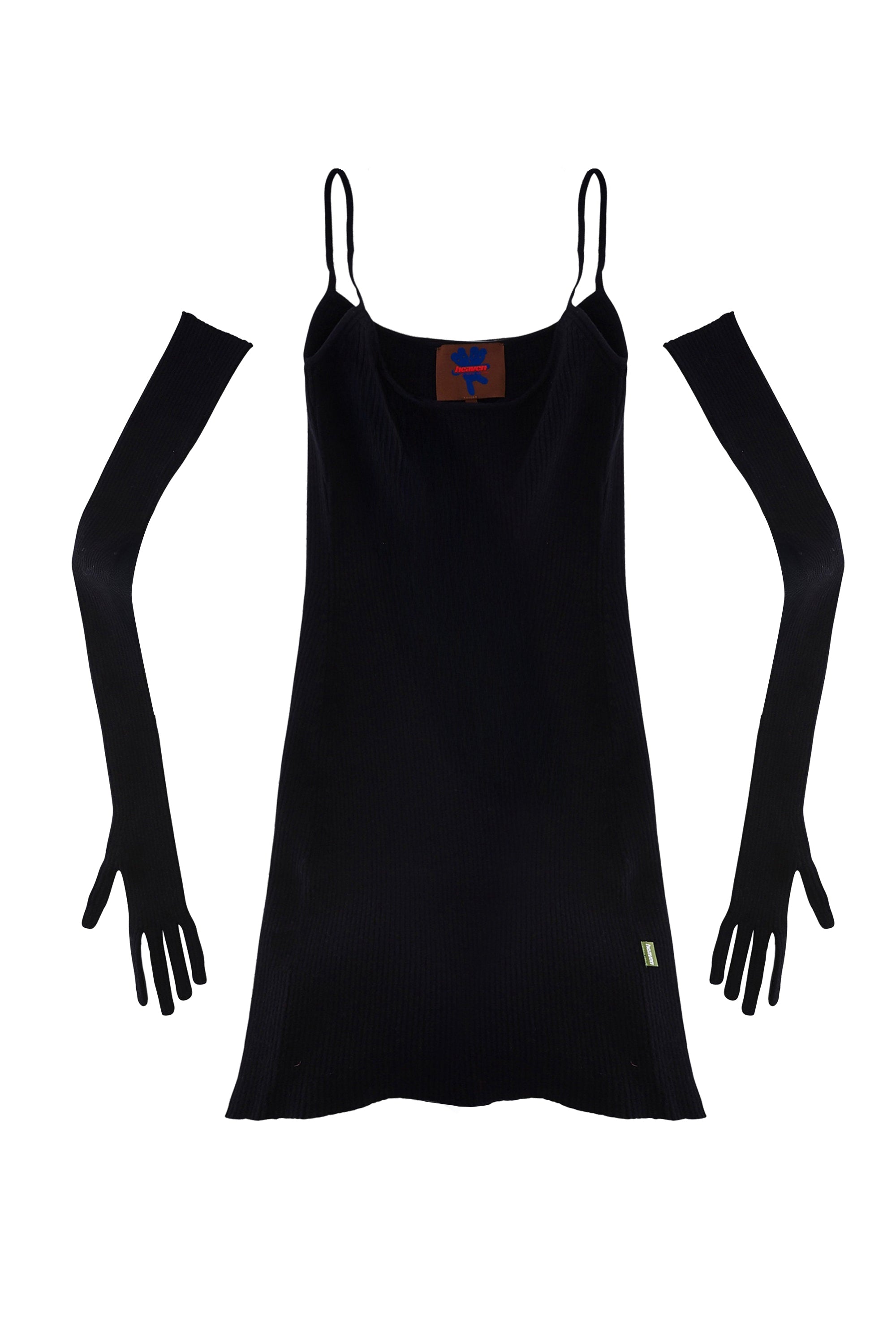 Robe courte à bretelles fines avec gants - Black