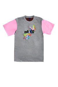 Two-tone printed T-shirt - Grey Melange Multicolor
