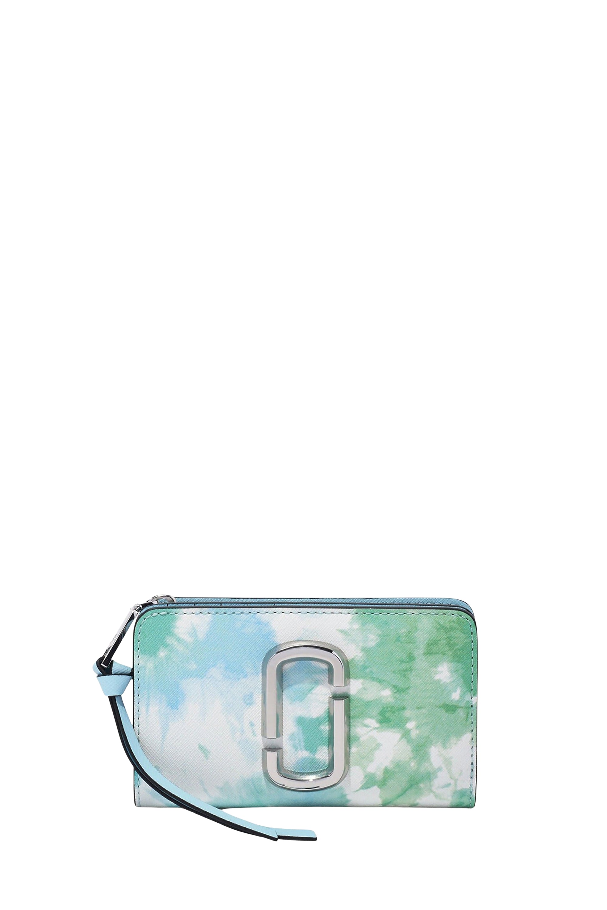 Compact zipped leather wallet - Blue