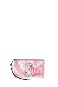 Portefeuille Compact zippé en cuir - Pink Multicolor