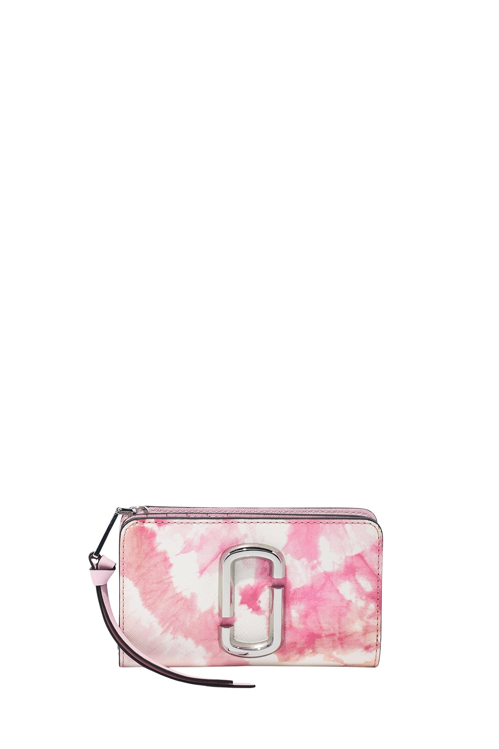 Portefeuille Compact zippé en cuir - Pink Multicolor