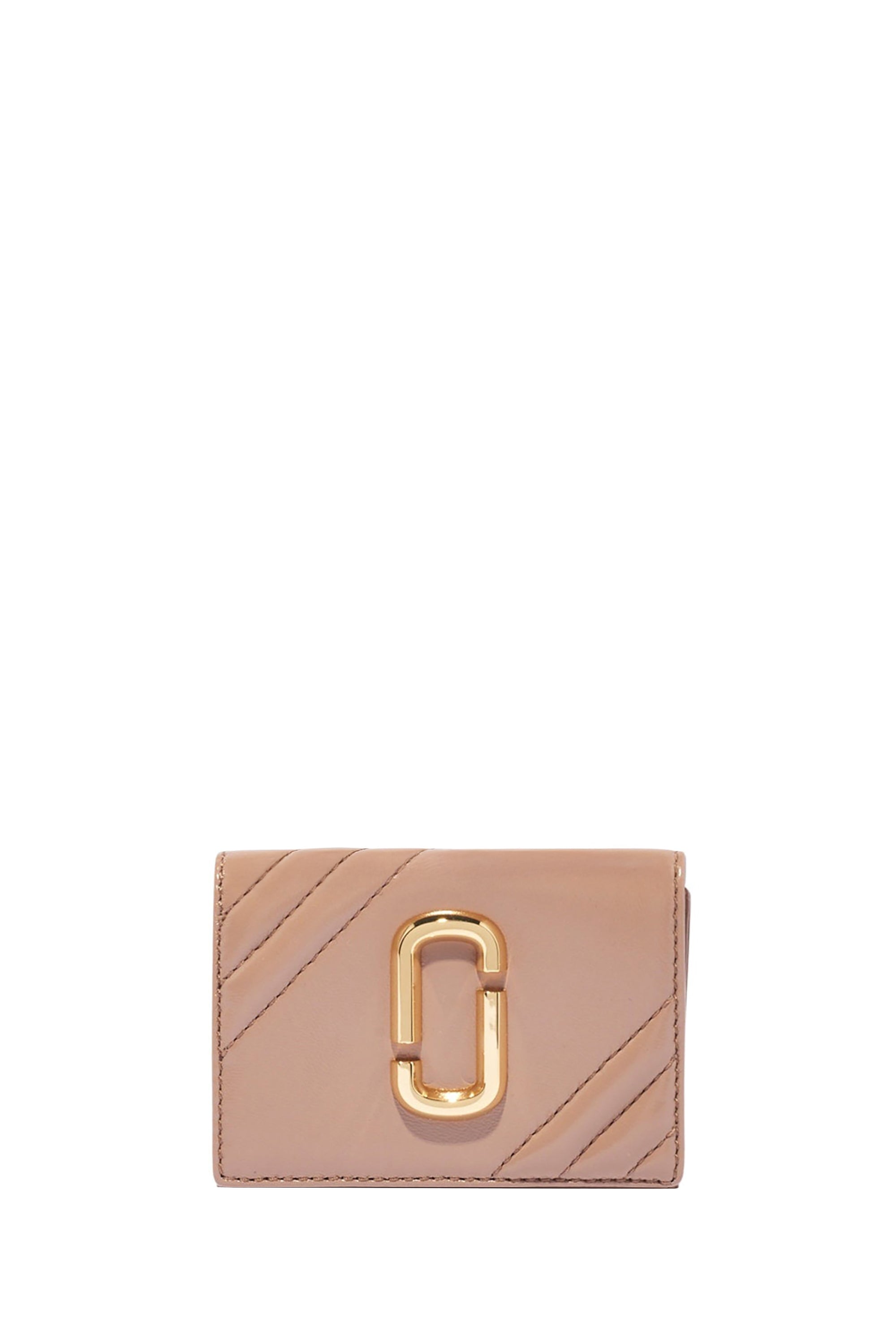 Portefeuille à trois volets en cuir - Dusty Beige