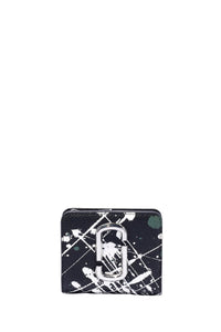 Portefeuille Compact à zip en cuir - Black