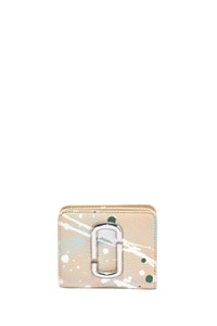 Portefeuille Compact à zip en cuir - Brown Rice