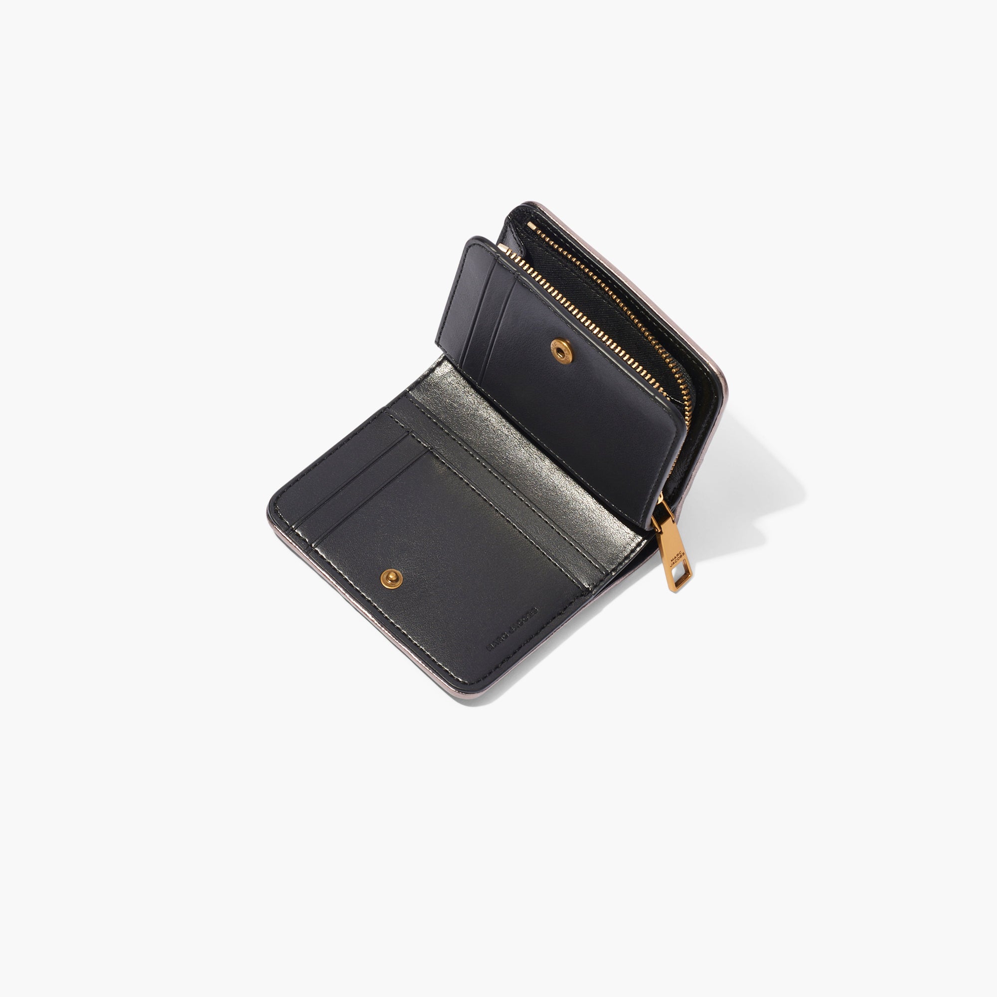 Portefeuille Compact à zip en cuir - Black