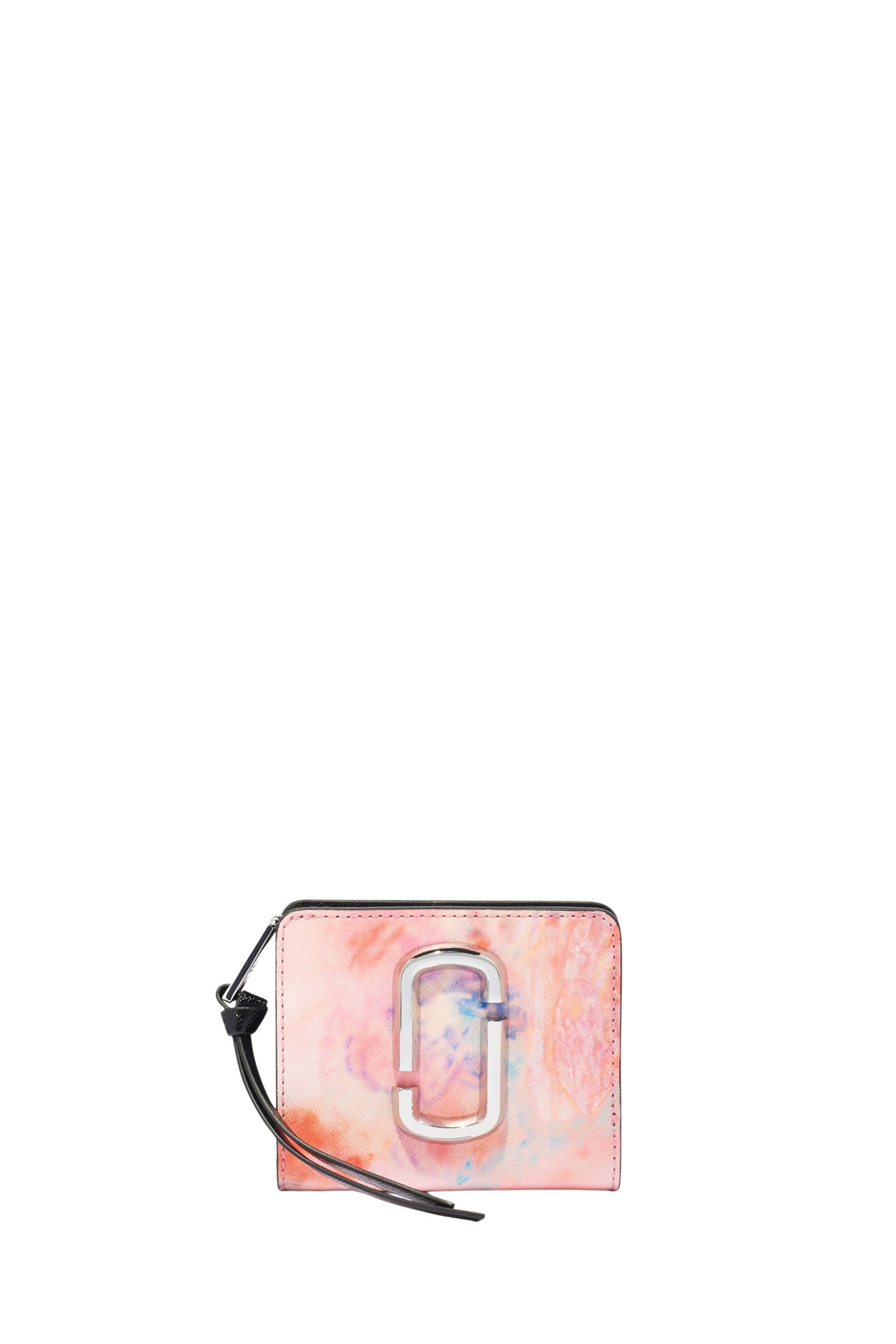 Portefeuille Compact à zip en cuir - Nude