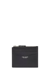 Porte-carte à fermeture éclair en cuir - Black
