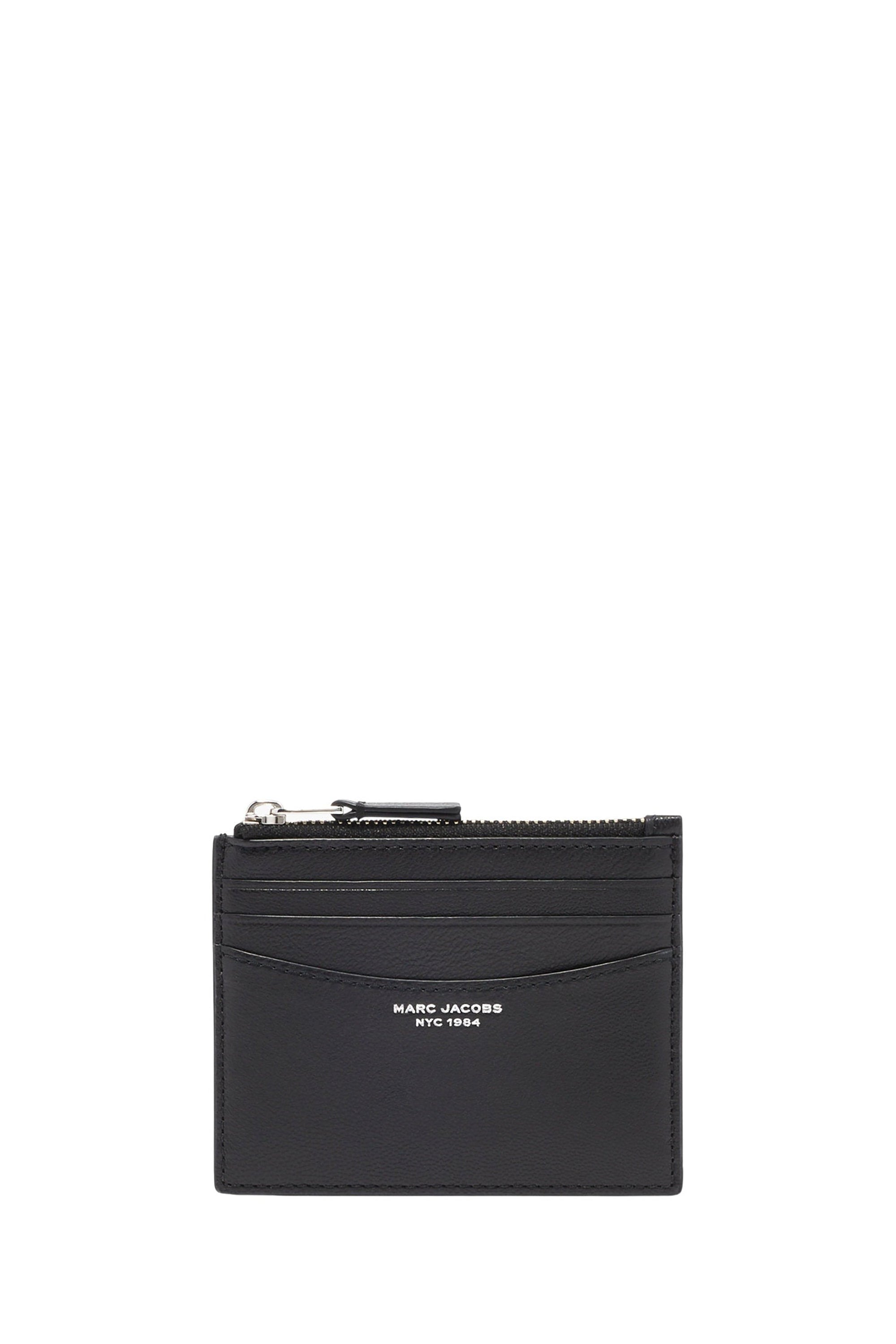 Porte-cartes à fermeture éclair en cuir - Black