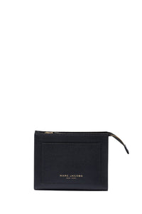 Leather make-up bag with logo - Black