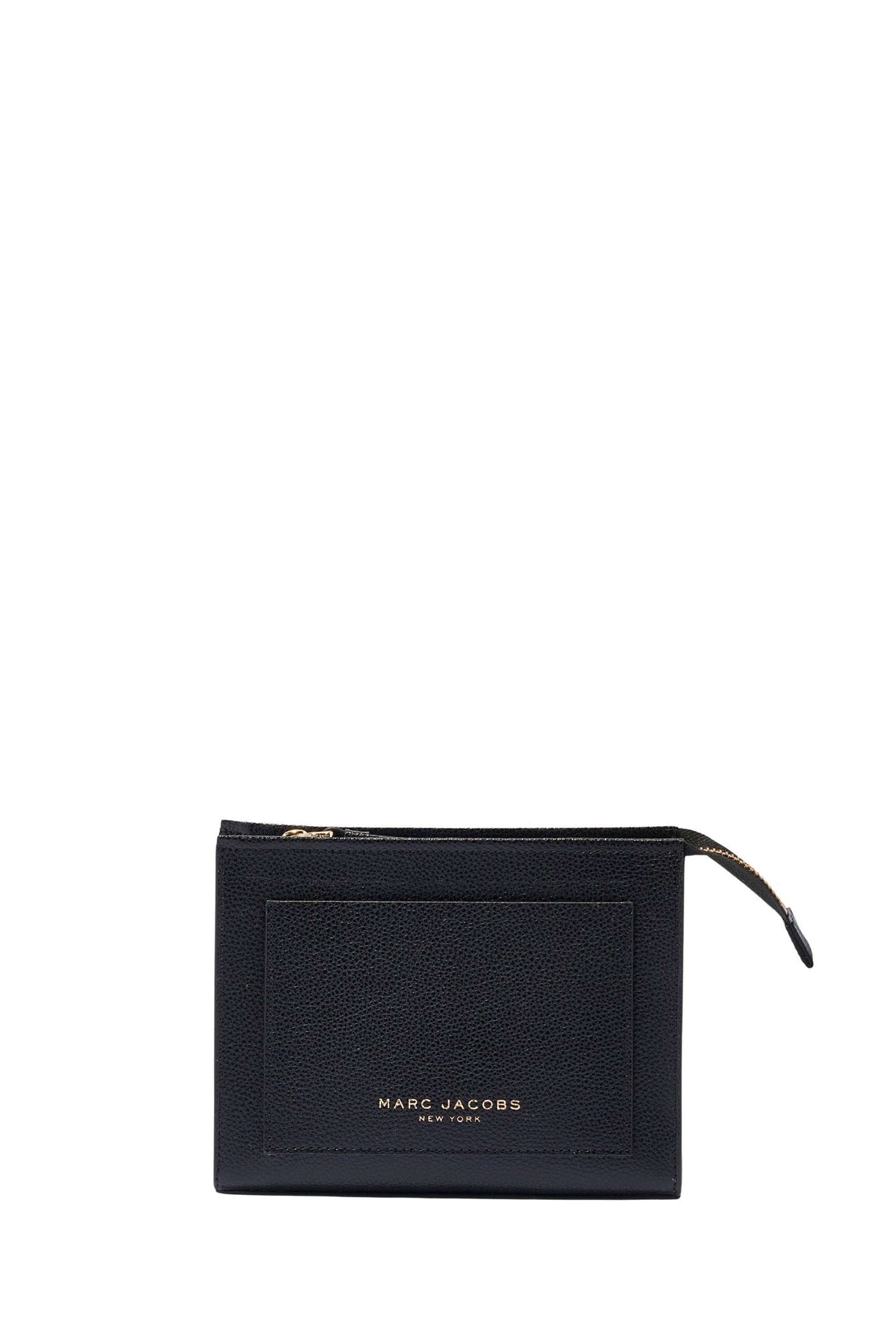 Leather make-up bag with logo - Black
