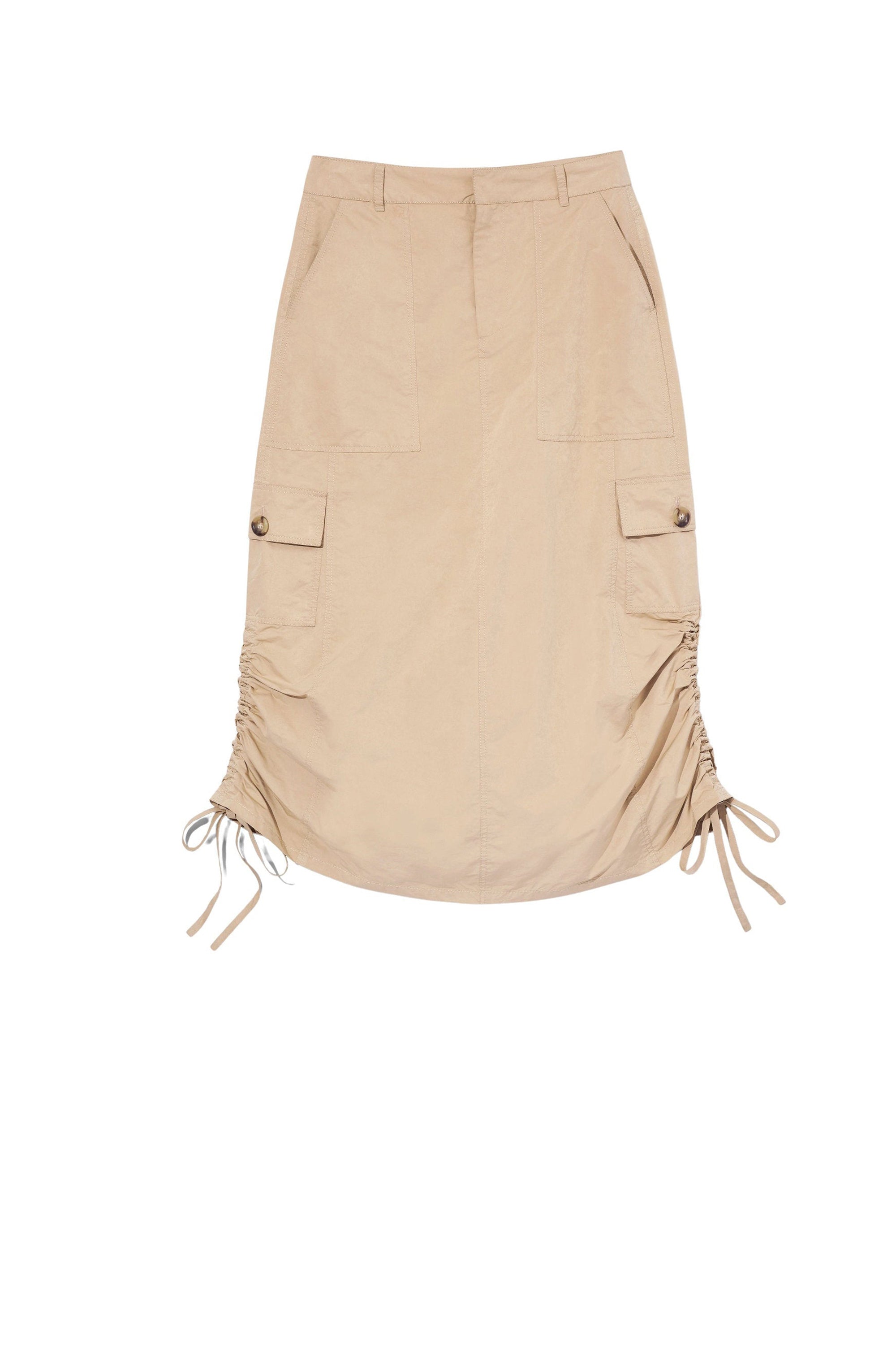 Jupe cargo en satin - Beige