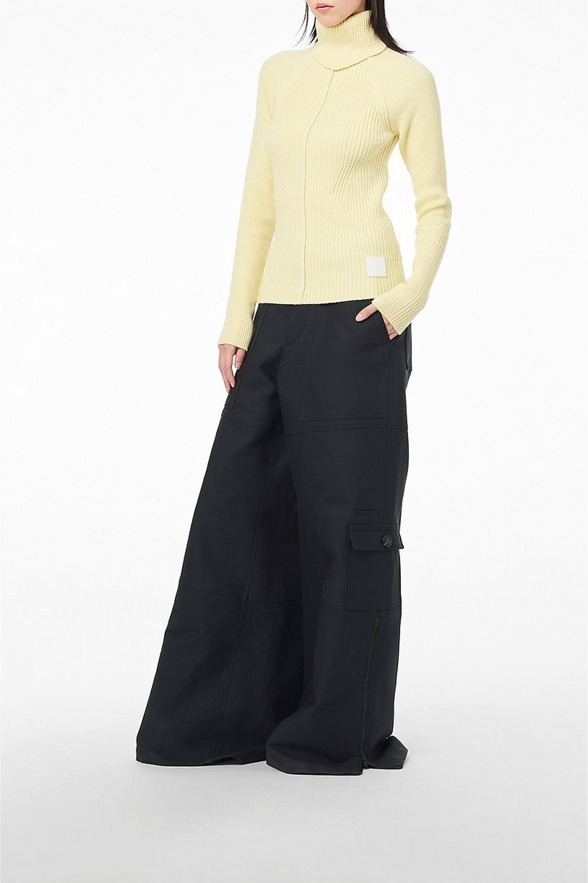 Pantalon cargo décontracté à ourlets zippés - Black