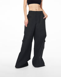 Pantalon cargo décontracté à ourlets zippés - Black