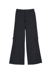 Pantalon cargo décontracté à ourlets zippés - Black